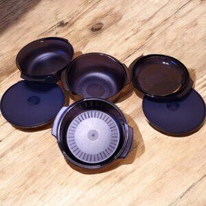 TUPPERWARE microwave Cooker Set; Navy blue, 7-piece, No booklet